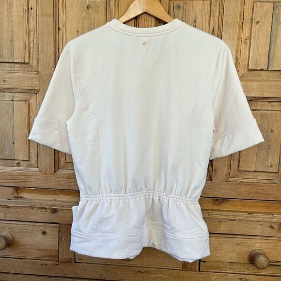 Lululemon Size 8 Peplum‎ Pullover Blush Pale Pink Short Sleeve Sweater Top NWT - Picture 6 of 8